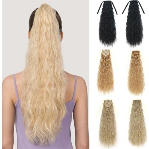 Black Synthetic Hair Fiber Heat-Resistant Straight Hair With Ponytail Fake Hair Chip-in Hair Extensions Pony Tail Wig Womens Wi