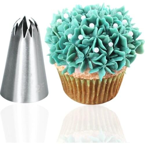 JOINHOT Dessert Decorators - 2f Cherry Blossoms Diy Ice Cream Cupcake Piping Nozzles Stainless Steel Pastry Tips Nozzle