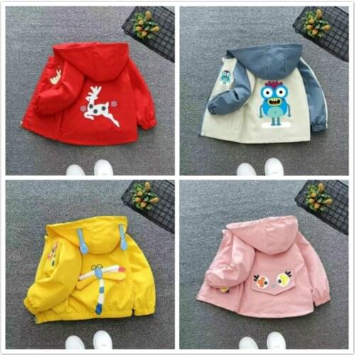 Kids Coats For Girls Boys Jackets Children Hooded Zipper Baby Fashion Print Coat Infant Windbreaker Hoodies Outwear 1-7 Year Old