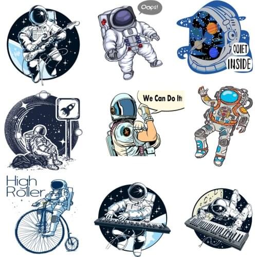 Iron on Transfer for Clothing Thermoadhesive Patches Diy Space Travel Stickers on Clothes Textile Vinyl Stripes Patch Fusible C