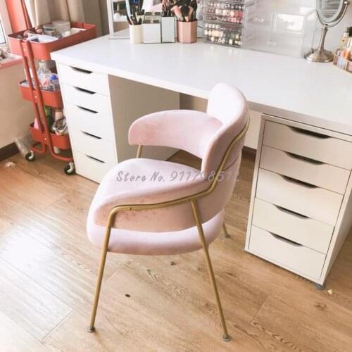 Nordic ins iron gold single fabric sofa chair bedroom dressing table makeup chair manicure simple lounge chair