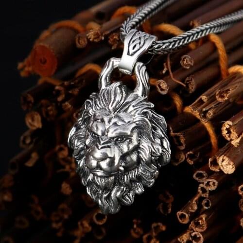 Pure Silver lion pendant 925 Sterling Silver pendant Jewelry Fashion Lion Head Pendant men