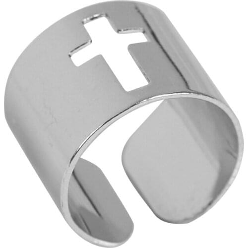 Fashionable Simple Mens Index Finger Ring Cross Wisp Empty Opening Adjustable Alloy Material Men And Women Jewelry Gift