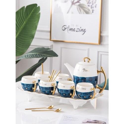 Light luxury style European-style tea set set home living room creative water cup kettle teapot ceramic drinkware