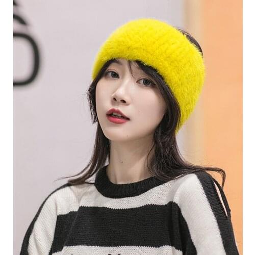 Besfilin real mink fur Bib high elastic Headband neck cover with autumn and winter womens empty top hat hair band keep warm