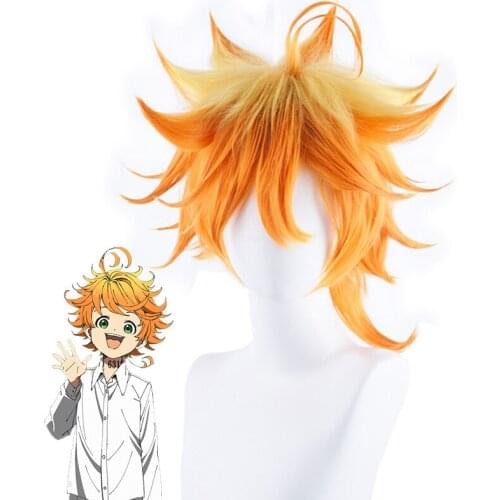 Anime Yakusoku no Neverland The Promised Neverland Emma Cosplay Wig Orange Heat Resistant Synthetic Hair Wigs + Wig Cap
