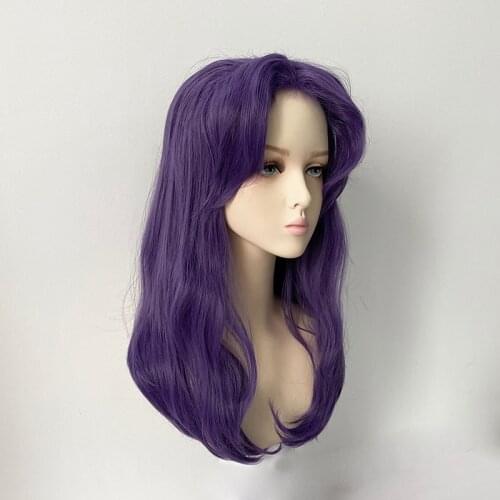 Anime Cosplay Wigs Katsuragi Misato Cosplay Wig Women Long Purple Heat Resistant Synthetic Hair Wigs + Wig Cap