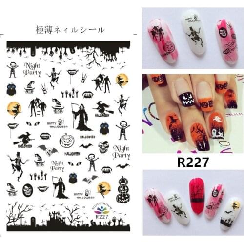 1pc Halloween water transfer nail art stickers decals nails decorations manicure tools pumpkin skull design