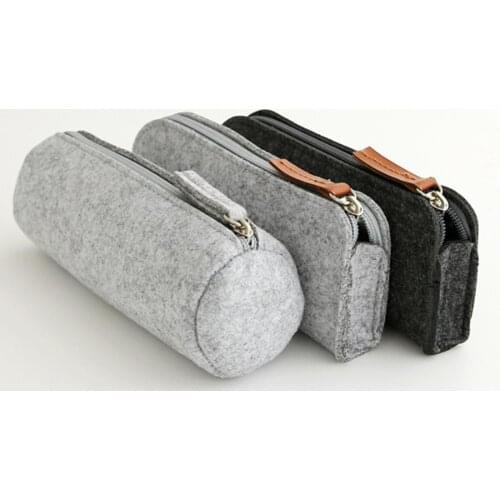 Portable Pencil Case Felt Student Pen Box Ruler Eraser Stationery Zipper Bag