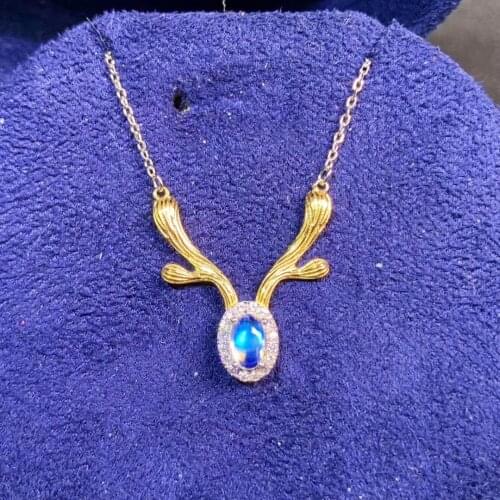 Lovely delicate fawn Natural light blue moonstone Necklace natural gemstone Pendant Necklace S925 silver girl party gift Jewelry