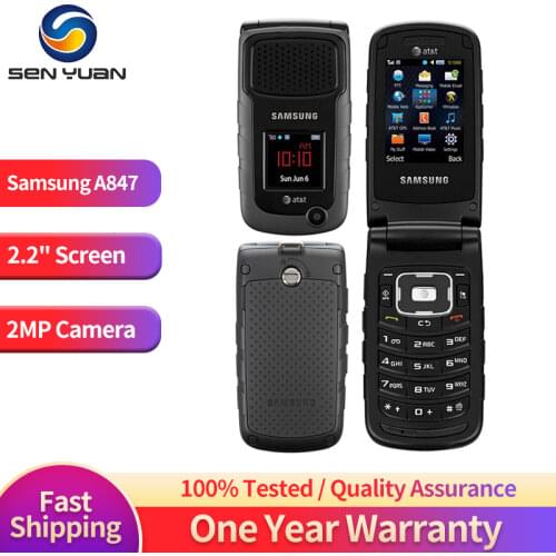 Unlocked Original Samsung A847 Rugby II Flip Mobile Phone Refurbished Phone 2.2'' Display 2MP GSM 2G 3G Cell Phone Free shipping