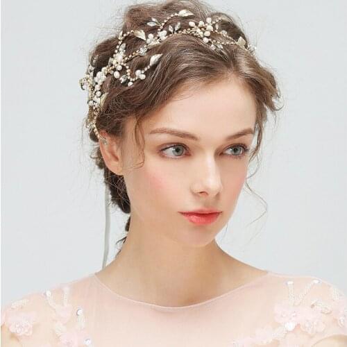 Romantic Bridal Wedding Hair Jewelry White Freshwater Handmade Pearl Bridal Hairbands Original Design Hair Accessories
