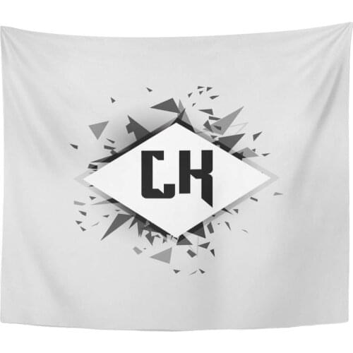 Silver Creative Black Alphabet Lk Gray Angle Crescent Diamond Impact Tapestry Home Decor Wall Hanging for Living Room Bedroom