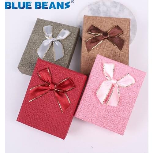 Jewelry Box For Engagement Ring Earrings Necklace Bracelet Bowknot Box Earrings Bracelets Red brown Boxes shape Gift Packing