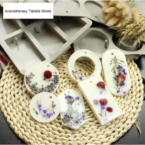 6 Cavity DIY Silicone Clay Aromatherapy Tablets Molds Crafts Hanging Ornaments Wax Molds Flower Resin Mold Craft Moulds