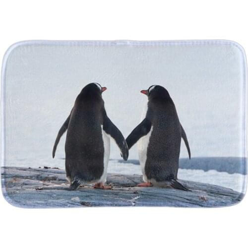 Cute Penguins In Love Doormat Wedding Home Decor Door Mats Soft Lightness Indoor Mat Short Plush Fabric Bathroom Mats For Couple