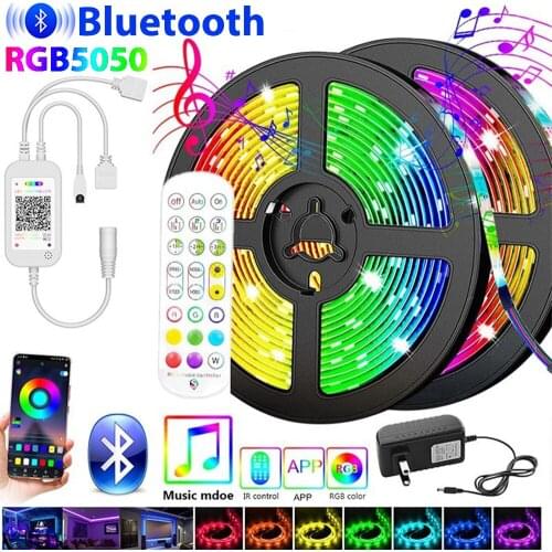 5m 10m 20m Bluetooth 5050 LED lights with DC12V RGB Led 24Key application control flexible lights used for family living room