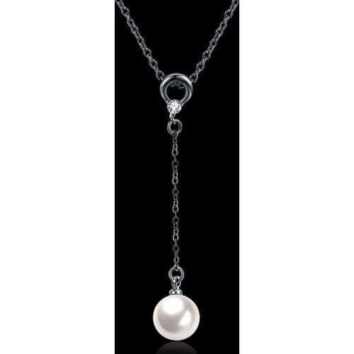 Vintage Imitated Pearl Pendants Necklaces For Women Black Gold Filled Chain Zircon Jewellery Choker Necklaces & Pendants LPN976