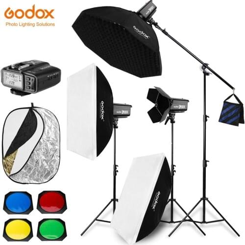 1800W Godox DP600 II DP600II 3x 600Ws Photo Studio Flash Lighting,Softbox,Light Stand, Studio Boom Arm Top Light Stand