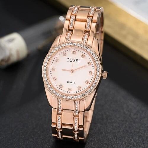 CUSSI 2019 Luxury Women Watches with Rhinestones Rose Gold Ladies Bracelet Watch Women Quartz Wristwatch Reloj Mujer Clock Gift