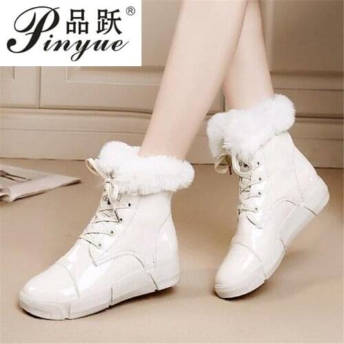 Winter new womens boots in the tube flat snow boots casual cotton boots Coat of paint leather fashion boots paint boots