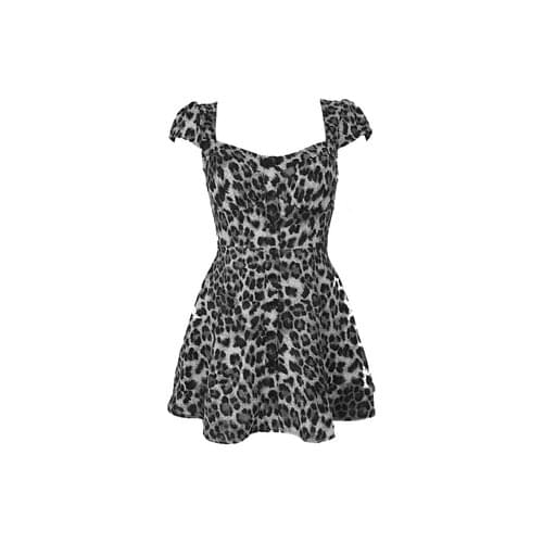 Ruibbit Harajuku Punk Style Women Cute Leopard Printed Dress Square Neck Short Sleeve Sexy Summer Girl Gothic Dresses