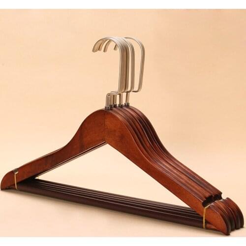 10Pcs/lot Adult Vintage Solid Wood Hanger Clothes Rack Nonskid Wooden Clothes Hangers