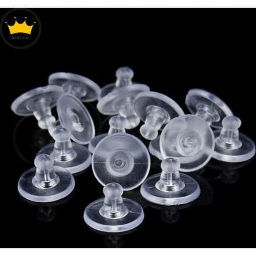 100pcs/lot Stud Earring Transparent Rubber Stoppers Silicone Round Ear Plugging Blocked Earring Backs Stoppers Ear