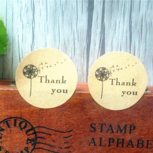 1000pcs/lot Vintage Dandelion Thank you Adhesive Kraft Baking Seal Sticker Gift Label Stickers For Bag Students' DIY Tools