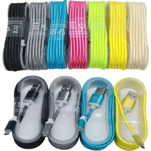 200pcs/lot 1.5M V8 Nylon Braided Fabric Micro USB Cable Charger Data Sync USB Cable for Samsung Galaxy s4 s6 s7 edge Htc