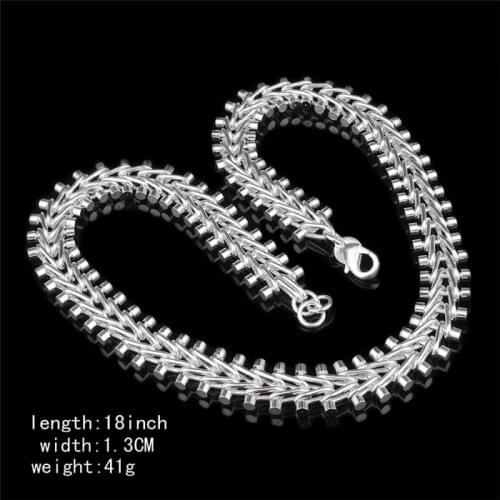 Silver 925 Necklaces for Men Women 12mm Fish Bone Chain Necklace Fashion Jewelry Accessories Geometric Collares Christmas Gifts