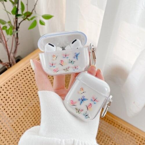Cute Cartoon Colorful Butterfly Headphone Cases For Airpods 2 1 Case Clear Soft Silicone Earphone Cover For Airpods Pro 3 Coque