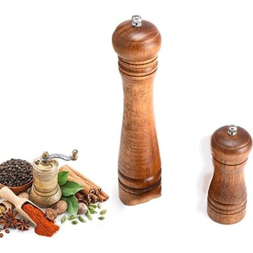 Classical Oak Wood Pepper Spice Mill Grinder Set Handheld Seasoning Mills Grinder Ceramic Grinding Core BBQ Tools Set