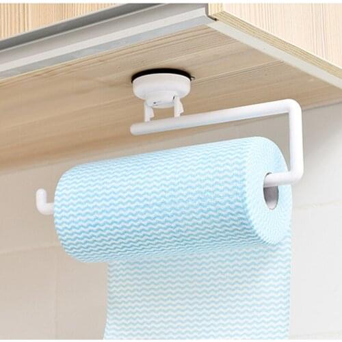 Kitchen Accessories Storage Holder Vacuum Rack Sucker Towel Towel Paper Bathroom Roll Shelf Hanging Wall Rack Paper Adhesive