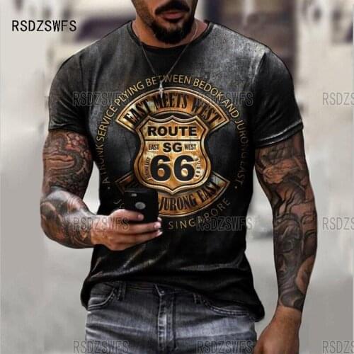 Summer New Mens T Shirts Oversized Loose Clothes Vintage Short Sleeve Fashion 66 Letters Printed O Collared Tshirts For Men