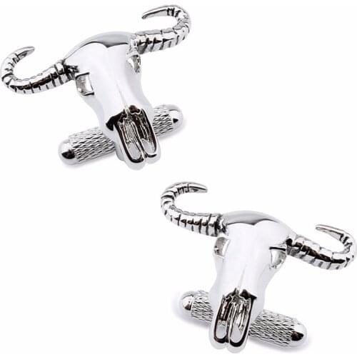 HAWSON Interesting Cufflinks Buffalo Skull Bull/OX Head Imitation Rhodium Cuff Links for Mens French Shirts/Cuffs