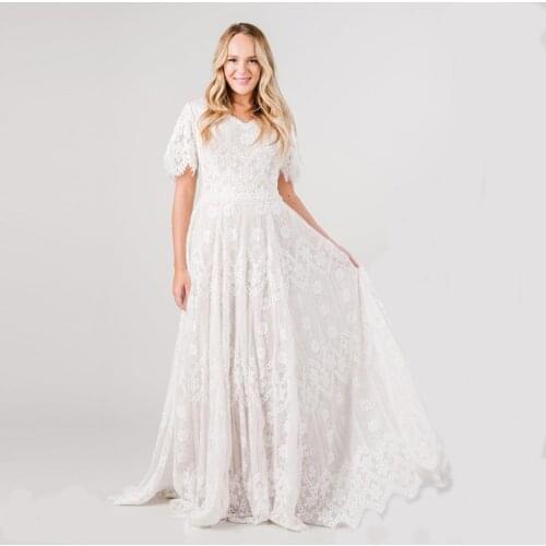 Lace Embroidery Maternity Maxi Gowns Dresses for PhotoShoot Shor Sleeve Chiffon Pregnant Baby Shower Pregnancy Dress Photography
