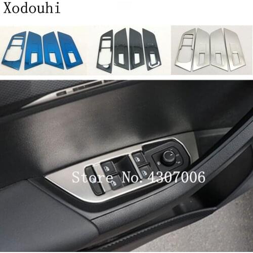 Car Inner Door Window Glass Switch Panel Cover Trim Frame Armrest Handrail Styling 4pcs For Skoda Karoq 2017 2018 2019 2020