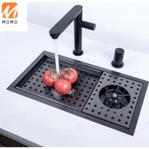 New cup washer sink kitchen sinks handmade custom stainless steel with hot and cold water faucet water purification filter