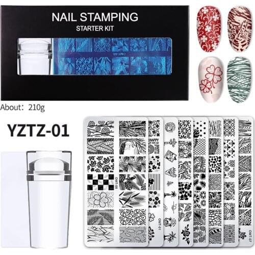 Nail Stamping Plates Set 8 Stainless Steel Plates With Vairous Patterns Nail Art Supplies Nail Stamper Kit Gift For Girlfriend