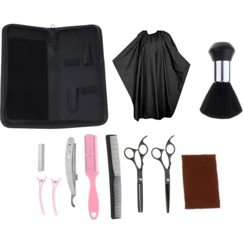 12Pcs Pro Salon Hair Cutting Thinning Scissors Set Barber Shears Razor Kit