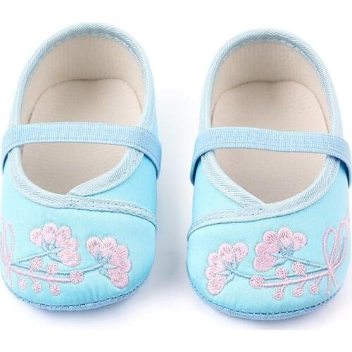 Baby Girls Shoes Embroidered Design Anti-Slip Toddler Soft Soled Casual Walking Shoe For Baby
