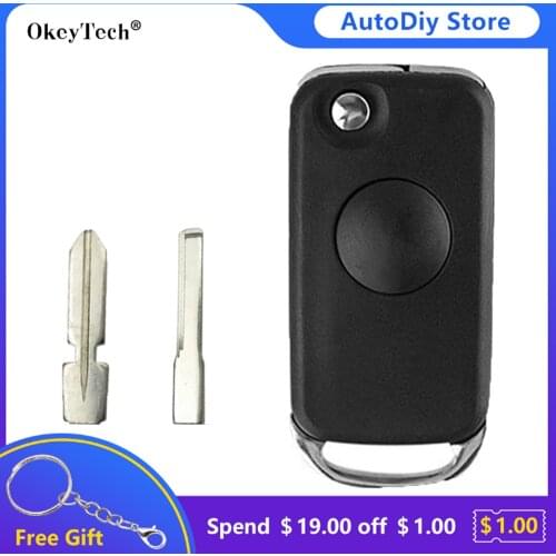 OkeyTech One Button Flip Folding Car Remote Control Key Shell Case For Benz W168 W124 W202 W210 W211 W203 SLK A C E HU64/HU39