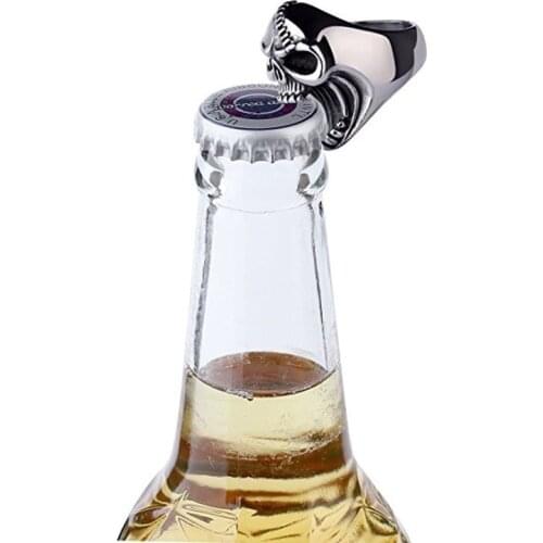 Punk Skull Metal Alloy Ring For Men Open Beer Self-Defense Finger Tiger Party Club Bottle Opener HIgh Quality Jewelry Gift