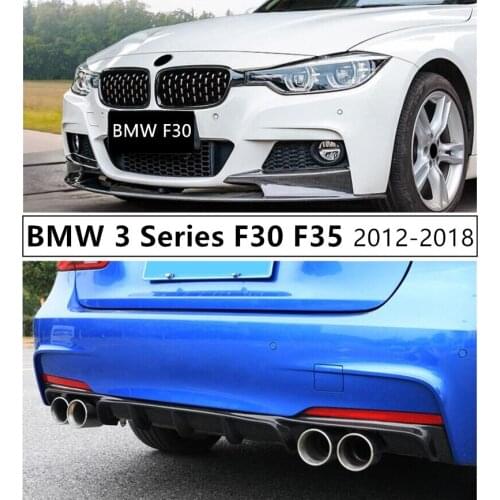 For BMW 3 Series F30 F35 2012-2018 Front & Rear Lip Spoiler Diffuser High Quality Carbon Fiber PP Black Modification Accessories