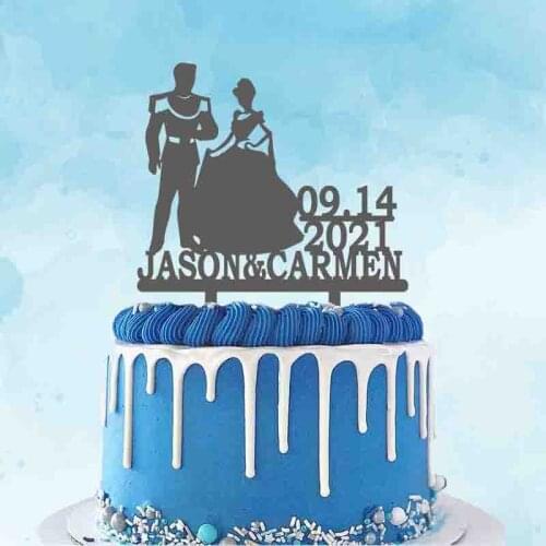 Personalized Cartoon Wedding Cake Topper Custom Name Super Man and Princess Cake Topper Romantic Wedding Party Cake Decoration