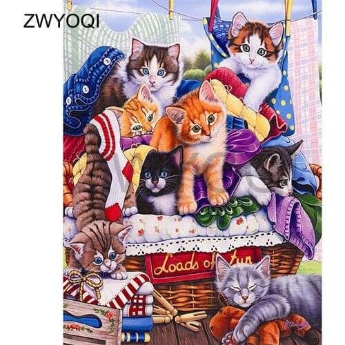 Full Round Diamond painting Cross stitch Cartoon cat DIY3D Diamond mosaic Cartoon cat Full Square Diamond embroidery Cartoon cat