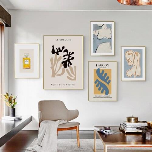 Simple Nordic Matisse abstract art lines, posters, living room decorations, canvas prints, pictures, hallway murals