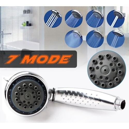Adjustable 7-Function High Pressure Shower Head 7-In-1 Water Saving Showerhead SPA Rain Bathroom Handheld Bath Rubber Nozzle