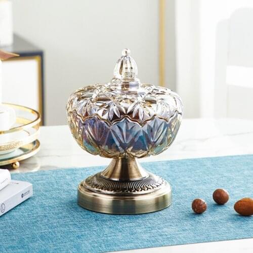 Art Luxury Glass Candy Storage Jar European Palace Retro Jewelry Box Kitchen Storage Container Home Decoration Accessories Gift